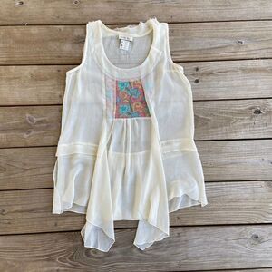 Matilda Jane Palisades Sheer Tunic Top Ivory Small